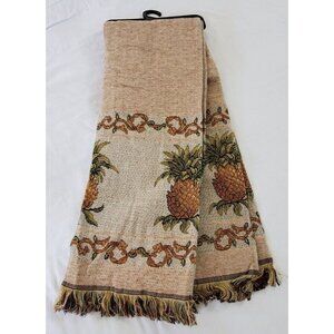 NWT Pier 1 Imports Midnight Pineapple Tapestry Throw Blanket With Fringe 50"x60”